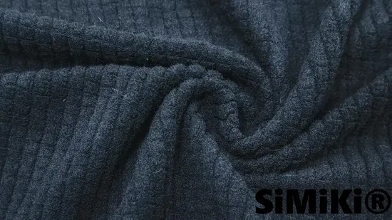 300GSM Modacrylic Viscose Spandex Navy Blue Flame Retardant Striped Checker Fleece Fabric 