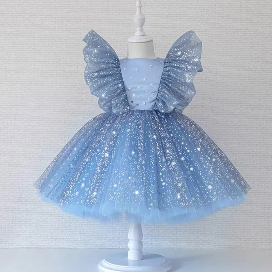 Factory Polyester Fabric Organza Foil Star Print Bronzing Design Girl′s Fabric for Dress 